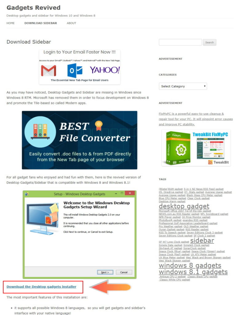 Windows Desktop Gadgetsの使い方（Windows10 デスクトップガジェット）